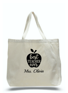 Personalized Teacher Tote Bags, Teachers Gifts, Large Canvas Totes TD103