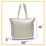 Large Size Canvas Tote Bags with Top Zipper, Custom Personalized Heavy Totes