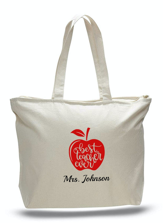 Personalized Teacher Tote Bags, Graduation Teachers Gifts, Canvas Totes TE101