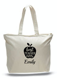 Personalized Teacher Tote Bags with Zipper, Teachers Gifts, Large Canvas Totes TE104