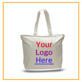 Custom Tote Bags with Logo, Personalized Canvas Totes with Name, Large Size, Your Photo Printing, Promotional Tote, Top Zippered, Bag Bulk BodrumCrafts