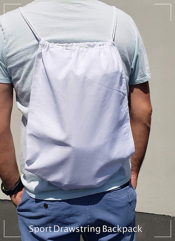 Wholesale White Color Cotton Drawstring Backpacks