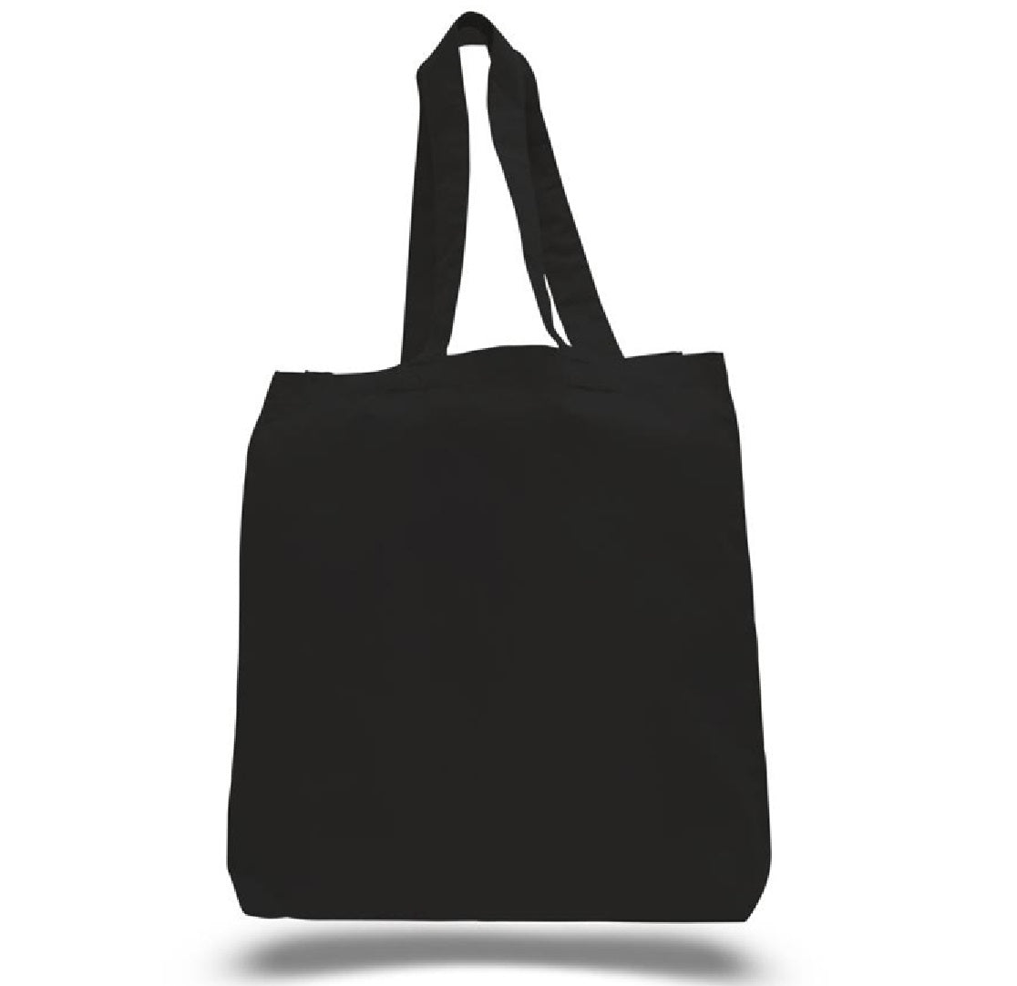 Wholesale Lightweight Cotton Black Tote Bags with Gusset