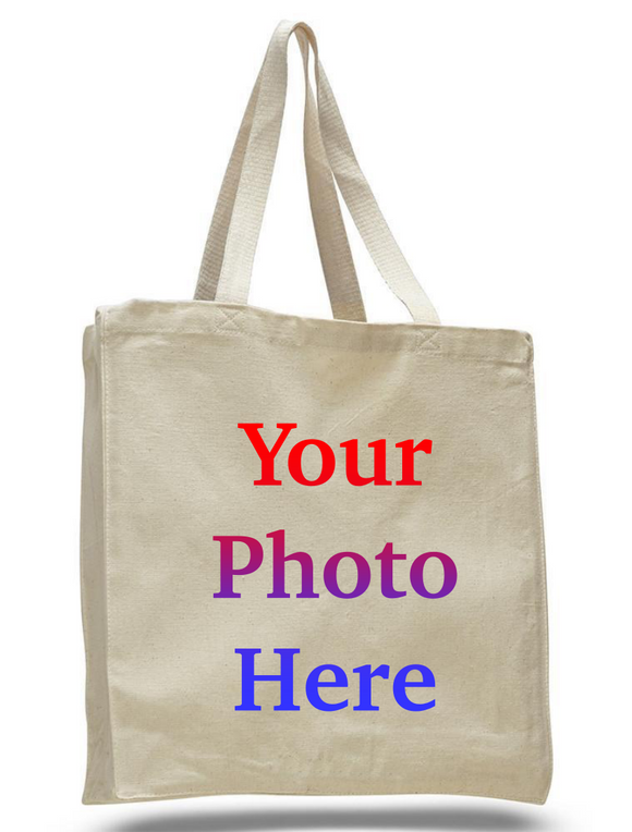 Custom Digital Printed Heavy Canvas Tote Bags, Large Size with Full Gusset Wholesale Bulk