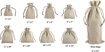 Wholesale Natural Linen Fabric Sacks Bags With Drawstrings, Bulk Muslin Gift Bags