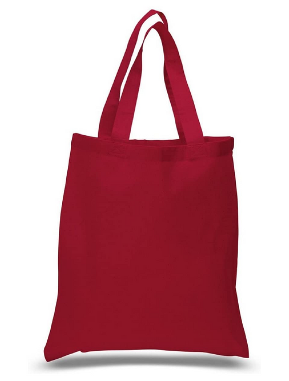 12 Pack Wholesale Red Color Cotton Tote Bags in Bulk (15