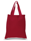 12 Pack Wholesale Red Color Cotton Tote Bags in Bulk (15" x 16")