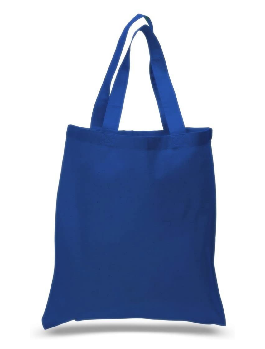 12 Pack Wholesale Royal Blue Color, 100% Cotton Tote Bags in Bulk (15" x 16")