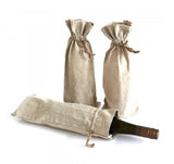 (12 Eco Pack) Natural Linen Wine Bags
